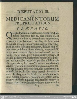 Disputatio III. De Medicamentorum Proprietatibus