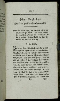 Zehnte Christenlehre. Von dem zweiten Glaubensartikel.