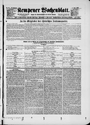 Kempener Wochenblatt. 1885-1893
