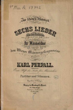 Zur schönen Maienzeit : 6 Lieder aus d. Gedichten von Hoffmann von Fallersleben ; für Männerchor