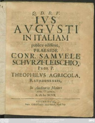 Ius Augusti In Italiam
