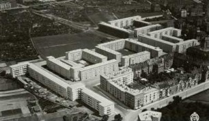 Dresden-Gruna, Zwinglistraße / Hepkestraße / Schneebergstraße. GEWOBAG-Siedlung (1925-1928; E. Hempel). Luftbild-Schrägaufnahme von Südwest