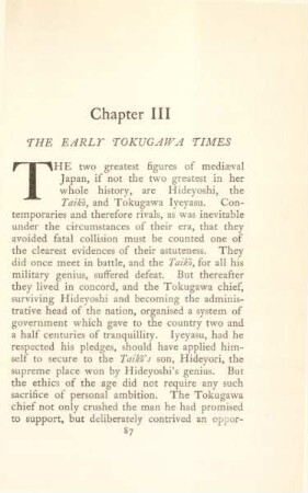 Chapter III. The early Tokugawa times