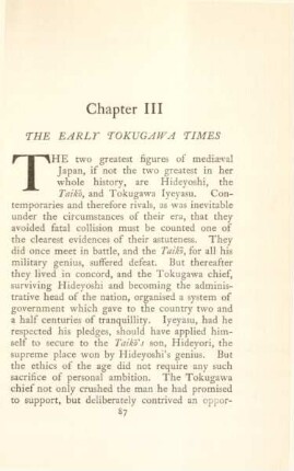 Chapter III. The early Tokugawa times