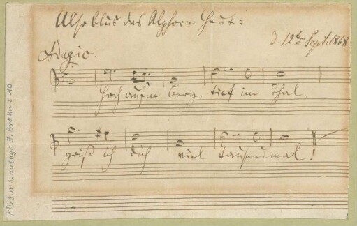 Albumblatt für Clara Schumann (&quot;Hoch aufm Berg tief im Tal&quot;) : 12.09.1868