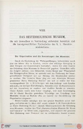 VIII. Das Oesterreichische Museum