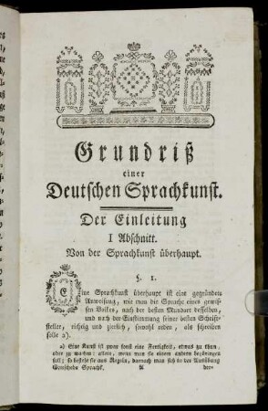 I. Abschnitt. Von der Sprachkunst überhaupt