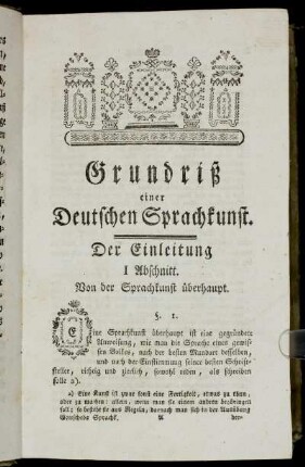 I. Abschnitt. Von der Sprachkunst überhaupt
