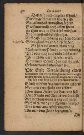 Die erste Vergleichung eines Christians/ mit einem Kriegsman ...