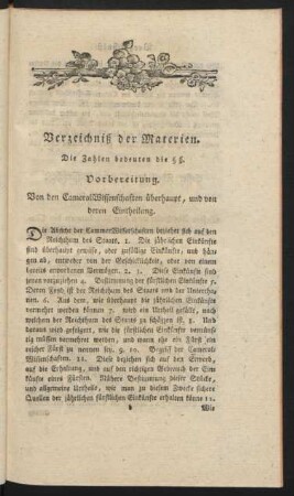 Verzeichniß der Materien.