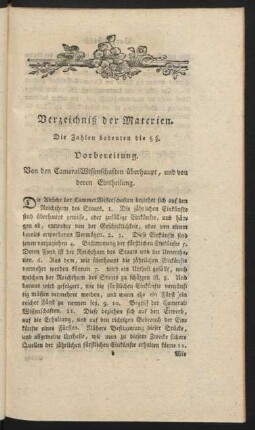 Verzeichniß der Materien.