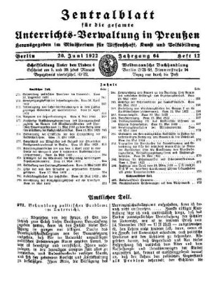 Behandlung politischer probleme im Unterricht : [Amtlicher Teil]