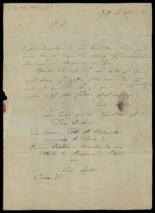 Brief von Louis Spohr an Ambrosius Kühnel