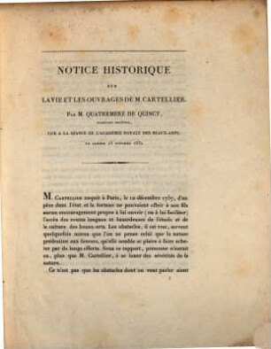 Séance publique de l'Académie Royale des Beaux-Arts, du samedi 13 octobre 1832