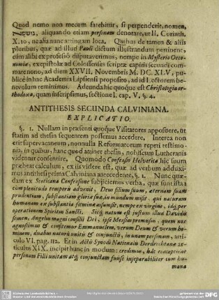 Antithesis Secunda Calviniana