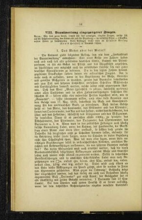 Beantwortung eingegangener Fragen
