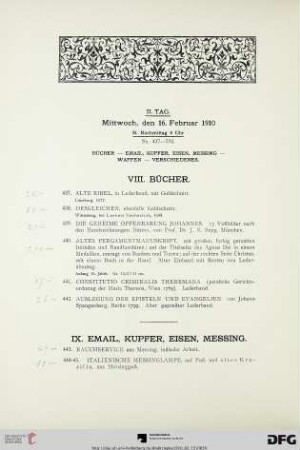 IX. Email, Kupfer, Eisen, Messing (Nr. 443-506)