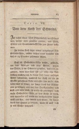 Capit. VII. Von dem Koth des Schweins.
