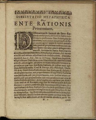 Dissertatio Metaphysica De Ente Rationis.