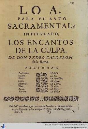 Loa para el Auto Sacramental Los Encantos de la Culpa.