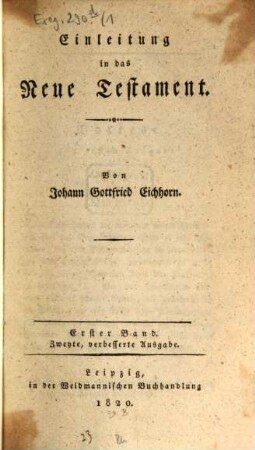 Einleitung in das Neue Testament, 1