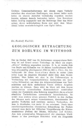 Geologische Betrachtung zum Bohlenweg im Wittmoor
