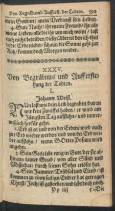 XXXV. Von Begräbnus und Aufferstehung der Todten.