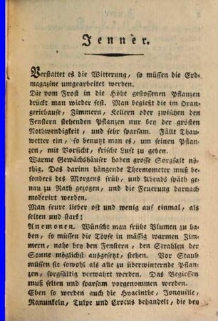 Taschenkalender auf das Jahr ... für Natur- und Gartenfreunde. 1796