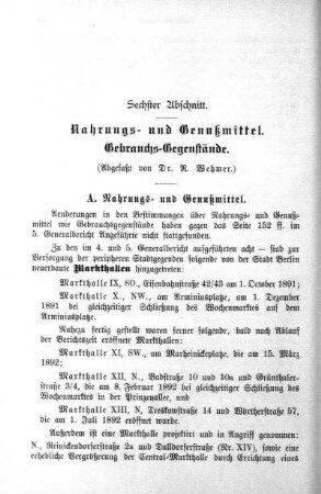 Sechster Abschnitt. Nahrungs- und Genußmittel. Gebrauchs-Gegenstände