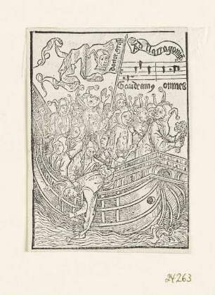 Narrenschiff, aus: Sebastian Brant, "Stultifera Navis", Basel 1498, S. CXXXV recto