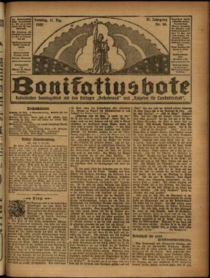 Erste Ausgabe vom Sonntag, den 12. Dezember 1920.