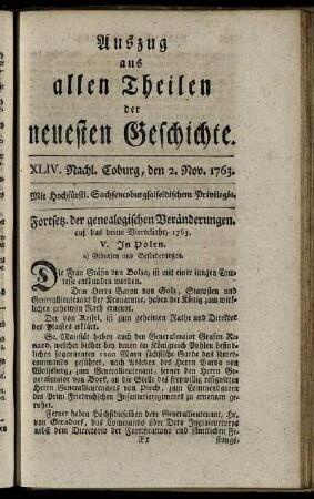 XLIV. Nachl. Coburg, den 2. Nov. 1763.