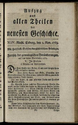 XLIV. Nachl. Coburg, den 2. Nov. 1763.