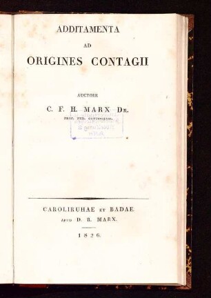 Additamenta ad origines contagii