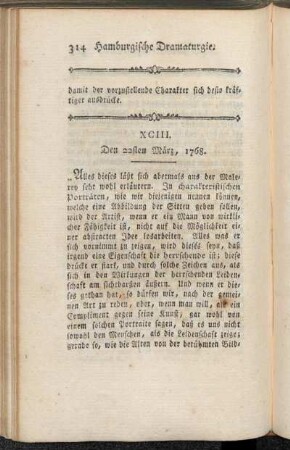 XCIII. Den 22sten März, 1768