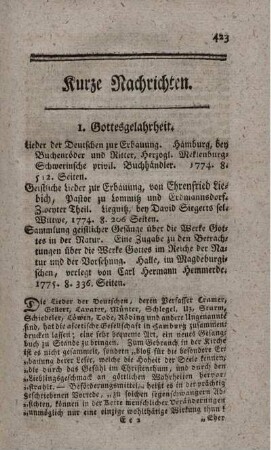 Lieder der Deutschen zur Erbauung.