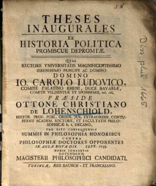 Theses Inaugurales Ex Historia Politica Promiscue Depromptae