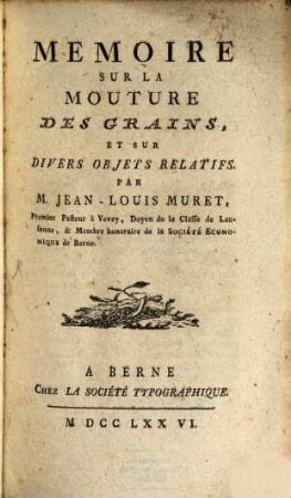 Memoire Sur La Mouture Des Grains Et Sur Divers Objets Relatifs
