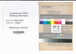 Entnazifizierung Heinrich Massmann , geb. 06.11.1900 (Polizeibeamter)