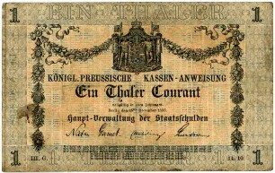 Geldschein, 1 Taler Courant, 15.12.1856