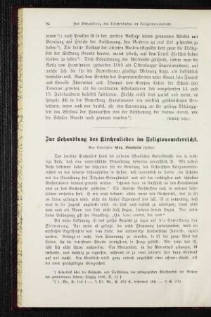 Zur Behandlung des Kirchenliedes im Religionsunterricht