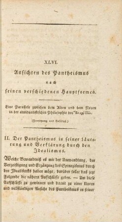 XLVI. Ansichten des Pantheismus nach seinen verschiedenen Hauptformen