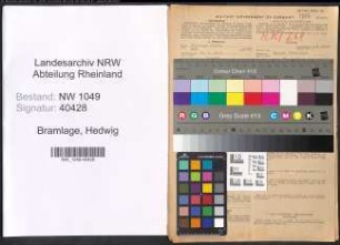 Entnazifizierung Hedwig Bramlage , geb. 26.02.1915 (Lehrerin)