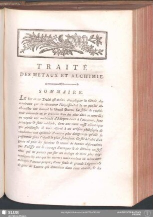 Traité Des Métaux Et Alchimie