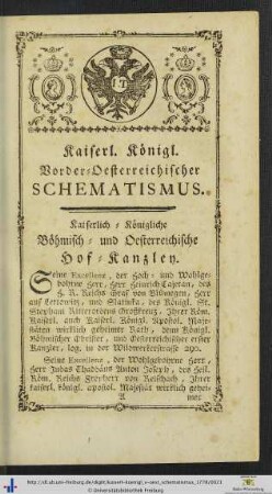 Kaiserl. Königl. Vorder-Oesterreichischer Schematismus.
