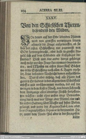 XXXV. Von den Schlesischen Thieren, besonders den Wilden