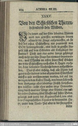 XXXV. Von den Schlesischen Thieren, besonders den Wilden