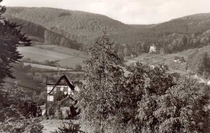 Berlebeck, Hotel-Pension Kanne, Adlerwarte mit Johannaberg. Detmold. Berlebeck