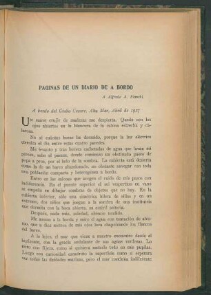 A bordo del Giulio Cesare. Alta Mar, Abril de 1927