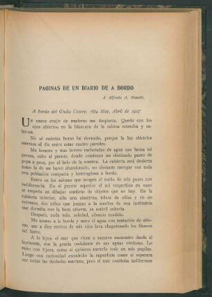 A bordo del Giulio Cesare. Alta Mar, Abril de 1927